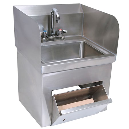 Bk Resources Hand Sink Stainless Steel With Skirt, Faucet, 2 Holes 13-3/4"x10"D BKHS-D-1410-SKTS-P-G